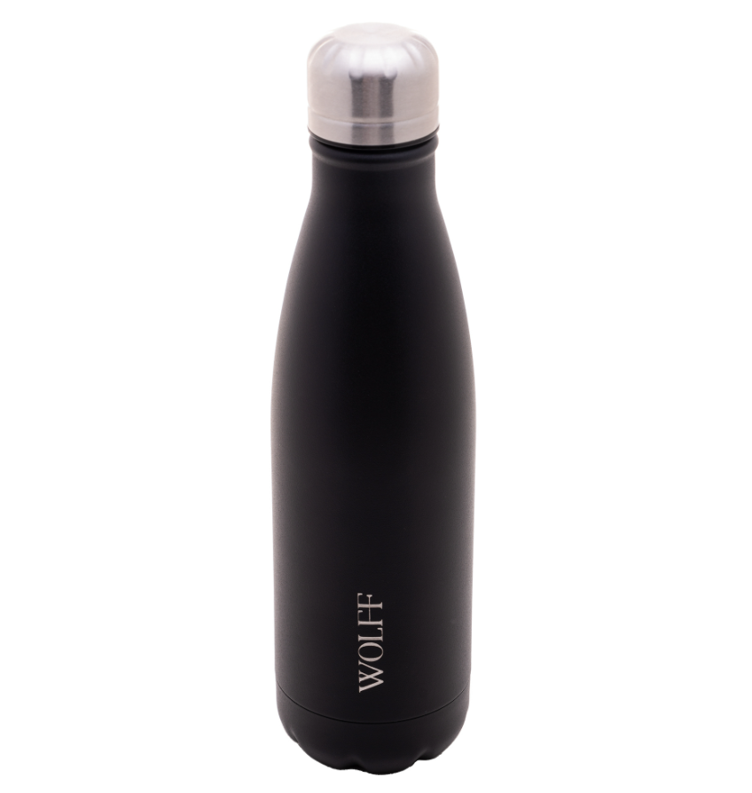 GARRAFA TÉRMICA DE AÇO INOX PAREDE DUPLA ICE PRETA 500ML - WOLFF