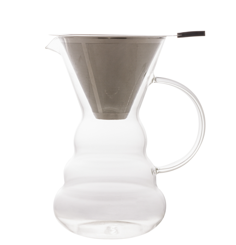 CAFETEIRA DE VIDRO BOROSSILICATO RESISTENTE A CALOR COM FILTRO EM INOX 500ML - LYOR