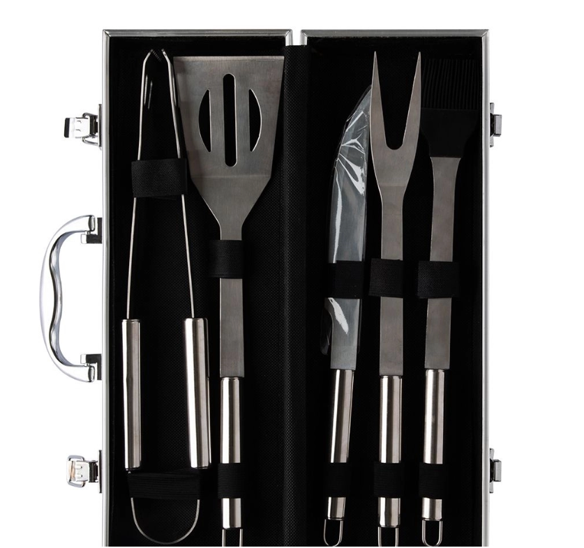 KIT CHURRASCO 5 PEÇAS COM MALETA DE ALUMÍNIO - CLINK