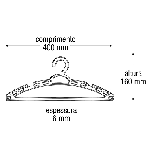 CABIDE PRETO SUPER-RESISTENTE KIT COM 05 PEÇAS - ARQPLAST