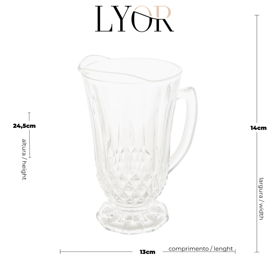 JARRA DE VIDRO 1,25L DIAMANTE 23X16CM - LYOR