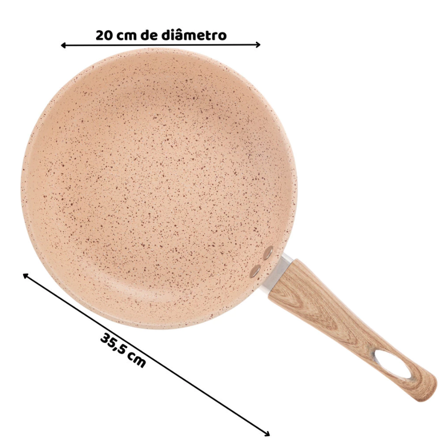 FRIGIDEIRA DE INDUÇÃO ANTIADERENTE GRANILITE CERÂMICA BEGE 20CM - LYOR