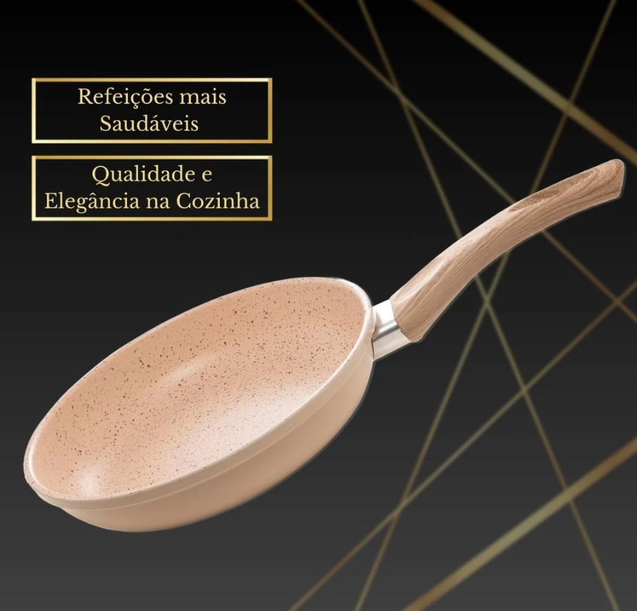 FRIGIDEIRA DE INDUÇÃO ANTIADERENTE GRANILITE CERÂMICA BEGE 20CM - LYOR