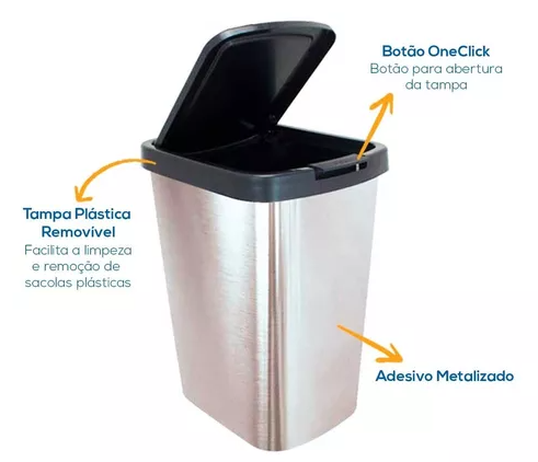 LIXEIRA COM TAMPA CLICK 9L - ARQPLAST