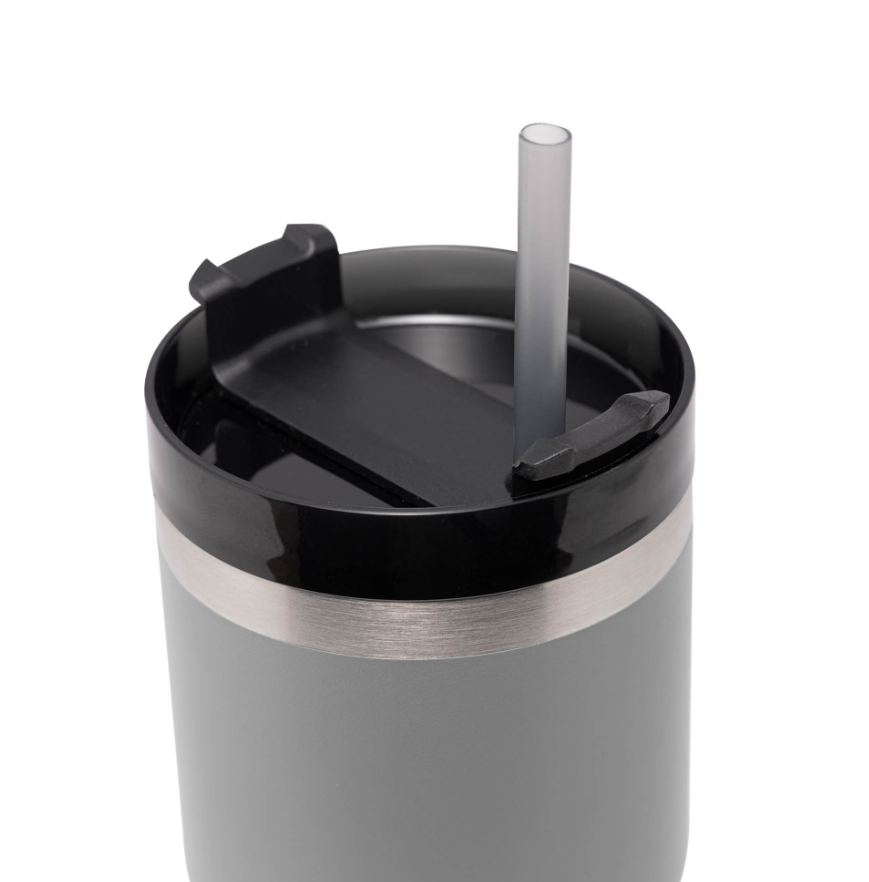 COPO TÉRMICO PAREDE DUPLA AÇO INOX COM CANUDO E TAMPA SLIMTERM COM BASE ERGONÔMICA 590ML - WOLFF