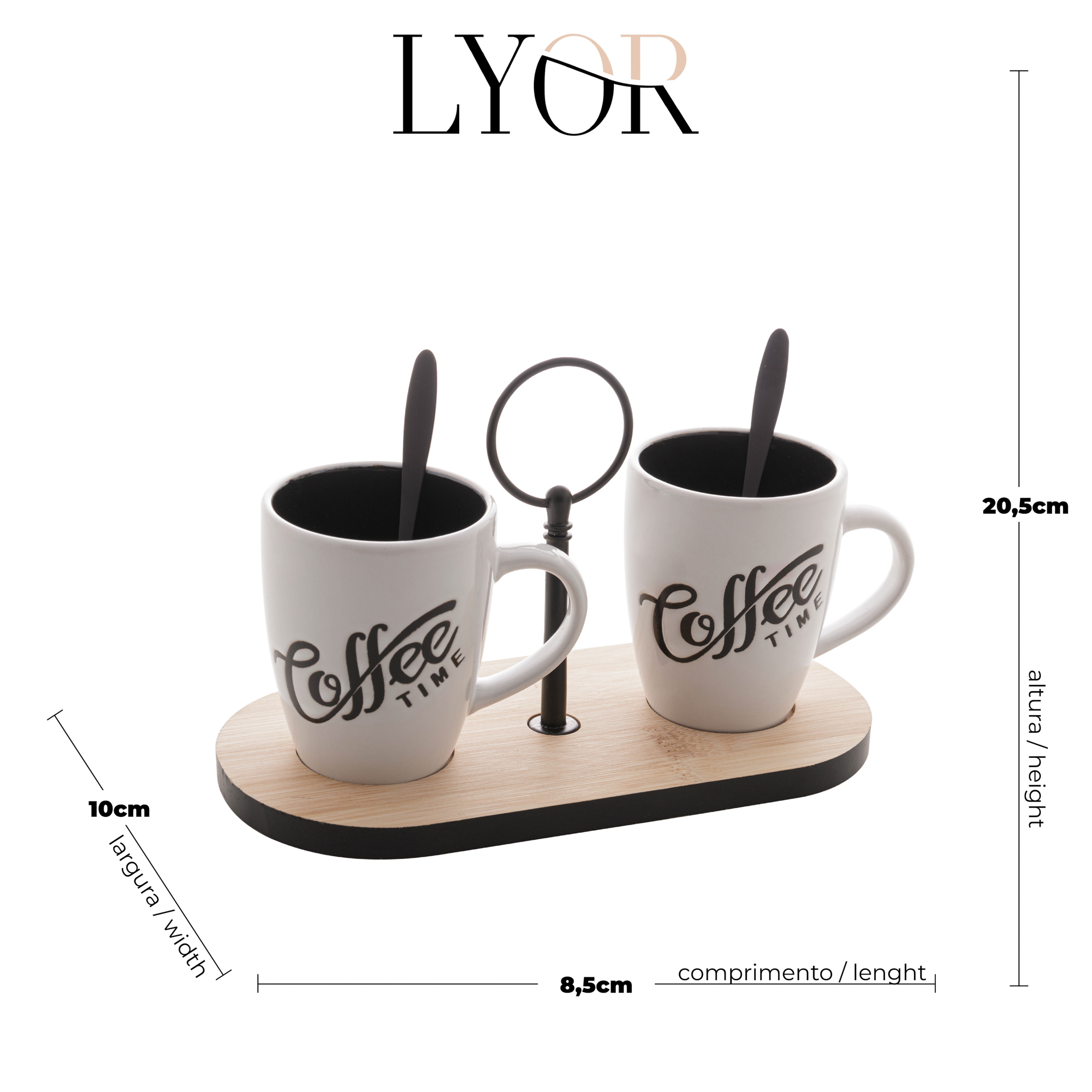 CONJUNTO DE CAFÉ COM SUPORTE EM BAMBU - LYOR