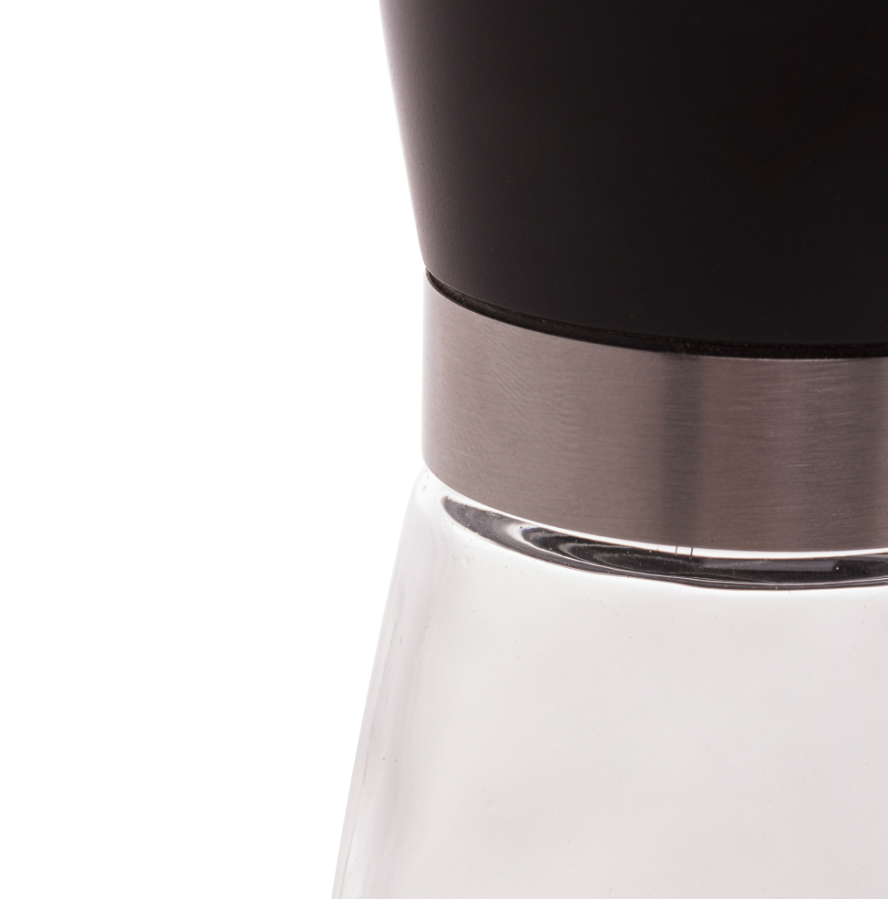 MOEDOR DE TEMPEROS TRANSPARENTE COM TAMPA PRETA 170ml - LYOR