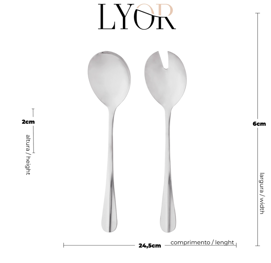 CONJUNTO 2 PEÇAS PARA SALADA DE AÇO INOX POSITANO - LYOR