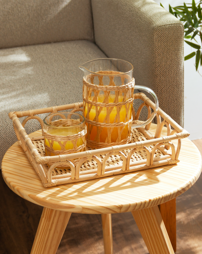 JARRA DE VIDRO COM DECORAÇÃO EM FIBRA NATURAL 1L - WOLFF