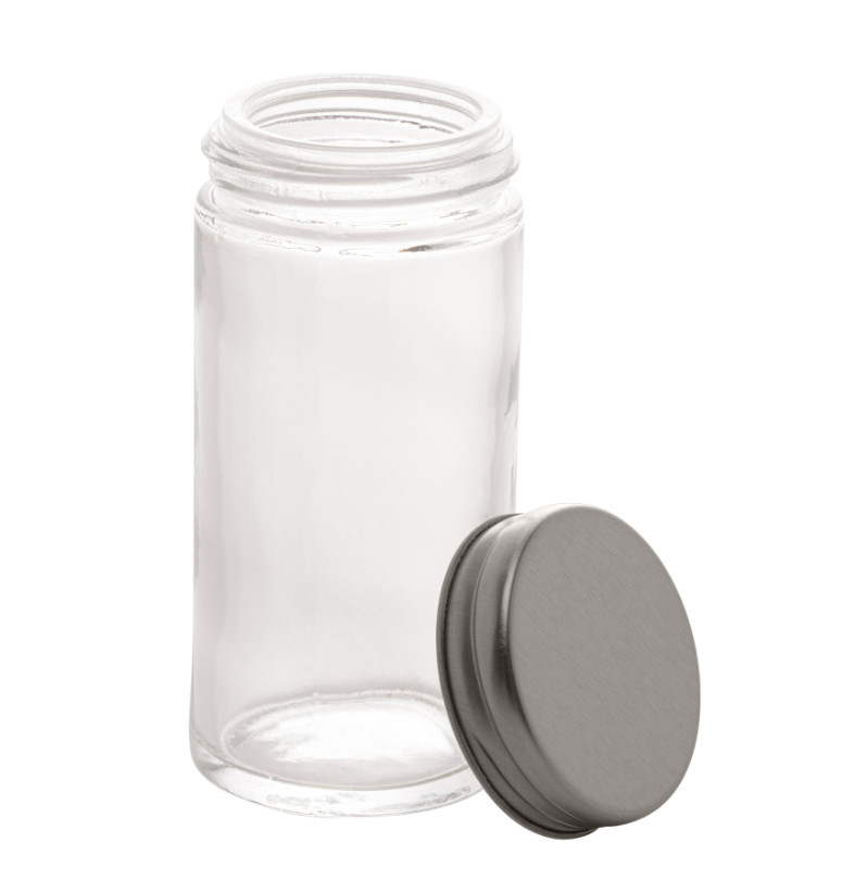 POTE PARA TEMPEROS DE VIDRO BOROSSILICATO COM TAMPA DE METAL 80ml - LYOR