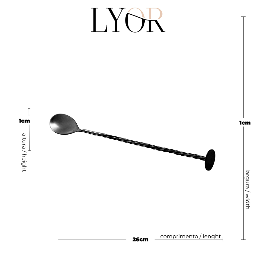 COLHER BAILARINA DE AÇO INOX PRETA TRESS 26CM - LYOR