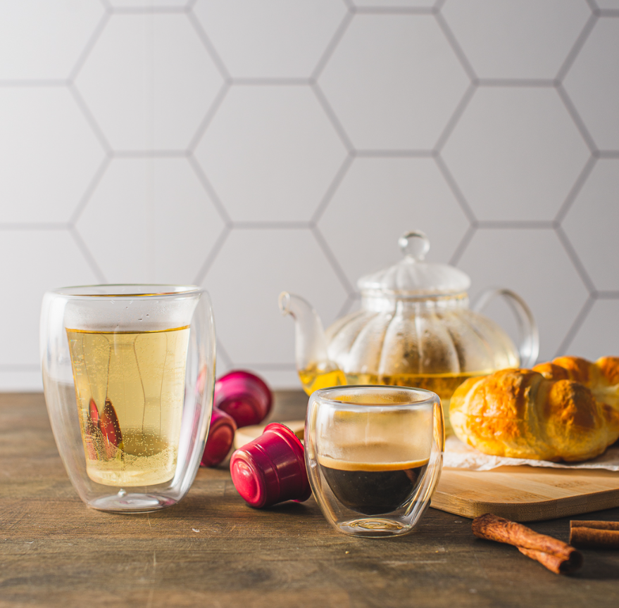 KIT COM 2 COPOS PARA CAFÉ DE VIDRO DUPLA PAREDE 80ML - LYOR