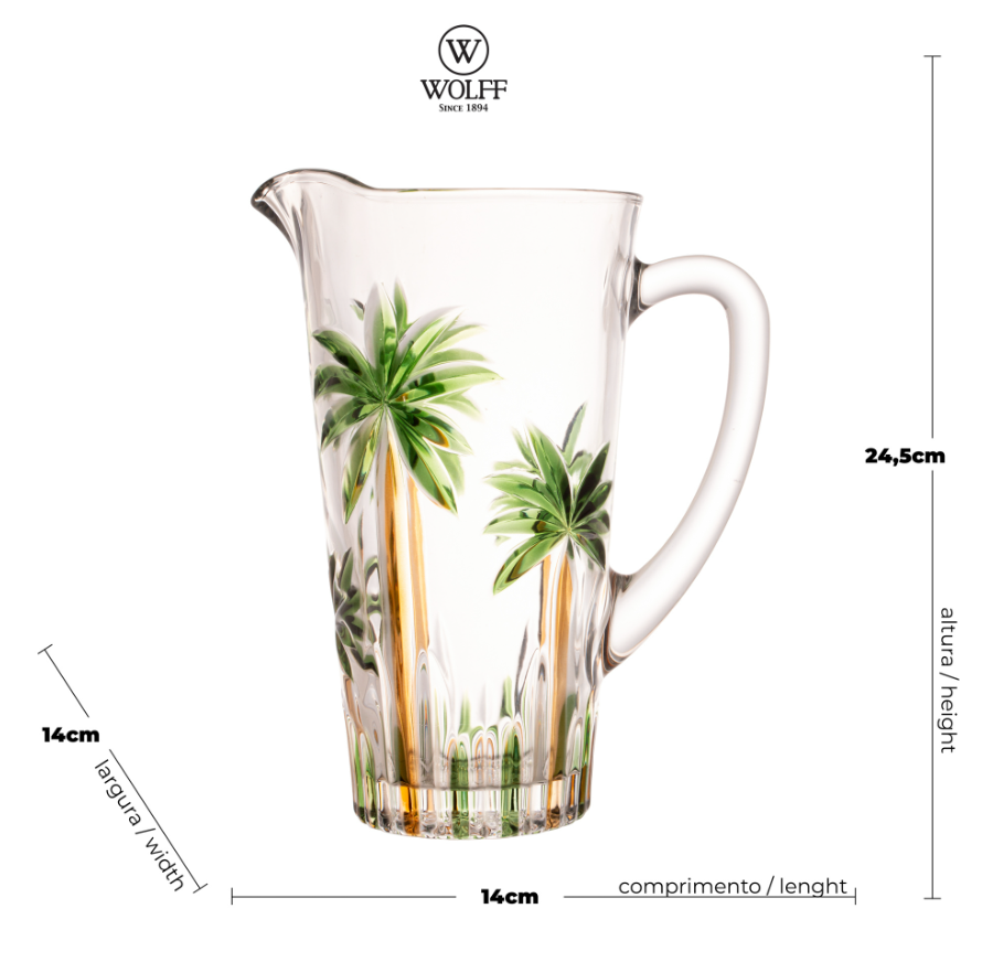 JARRA DE CRISTAL DE CHUMBO PALM TREE HANDPAINT 1,2L - WOLFF