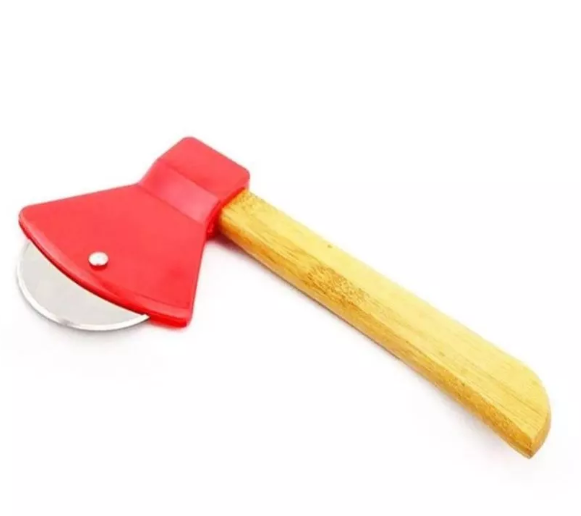 CORTADOR FATIADOR DE PIZZA MACHADINHA DE AÇO INOX COM CABO EM MADEIRA - CLINK