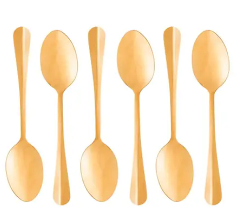 CJ 6 COLHERES PARA MESA DE AÇO INOX POSITANO DOURADO - LYOR
