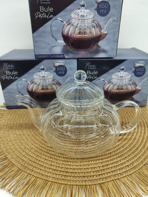 BULE DE VIDRO PÉTALA RESISTENTE AO CALOR 650ML 19X12CM - FLASHGOODS