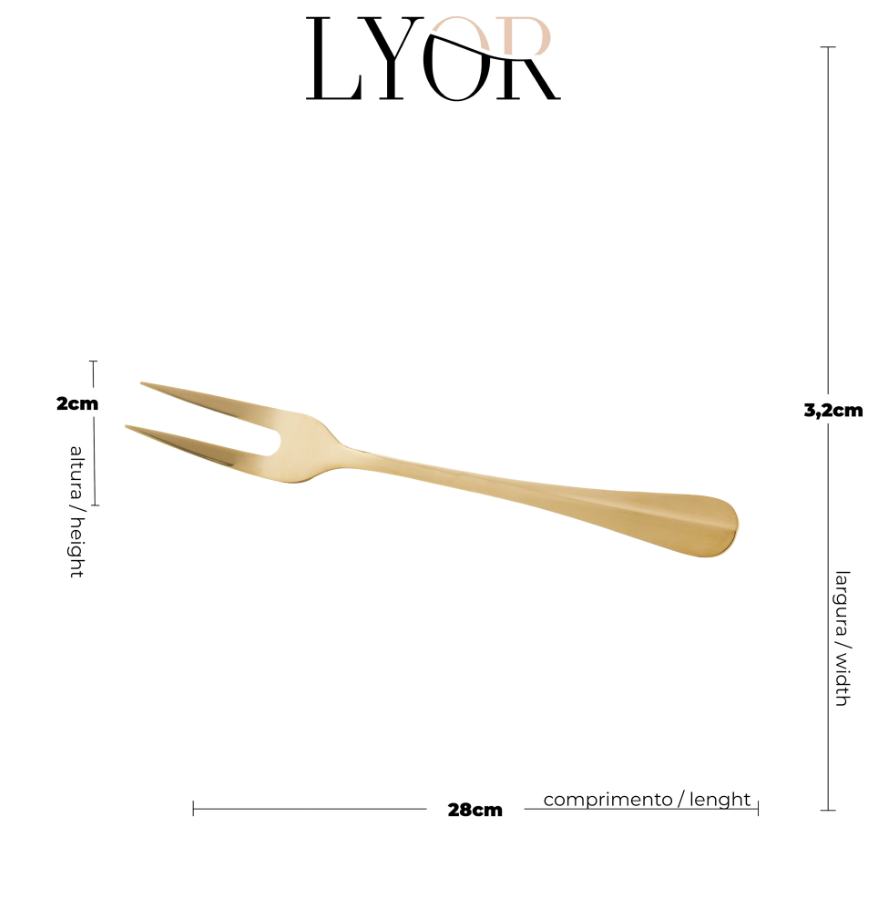 GARFO AÇO INOX PARA ASSADOS DOURADO POSITANO - LYOR