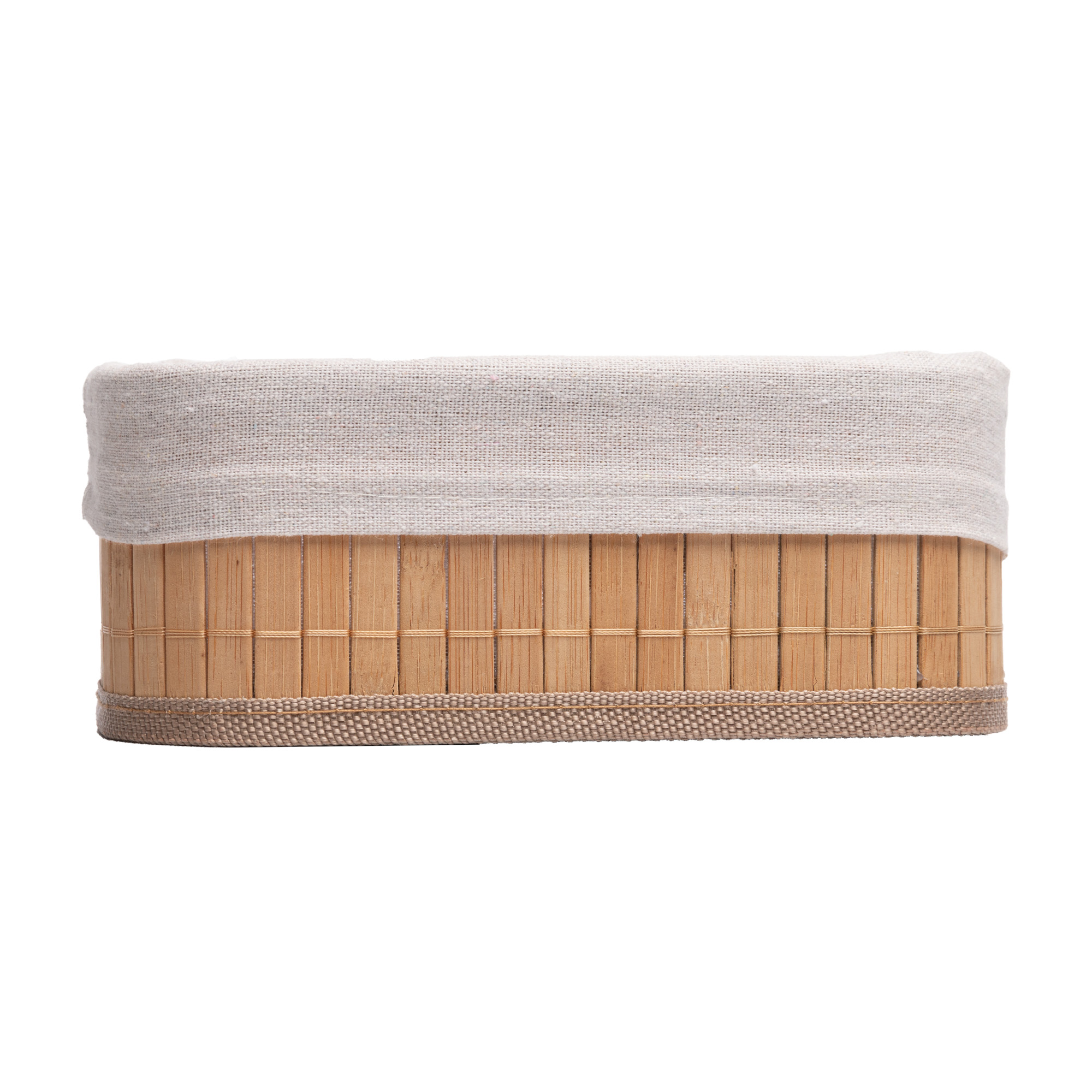 CONJUNTO 3 CESTOS RETANGULARES DE BAMBU COM FORRO - LYOR