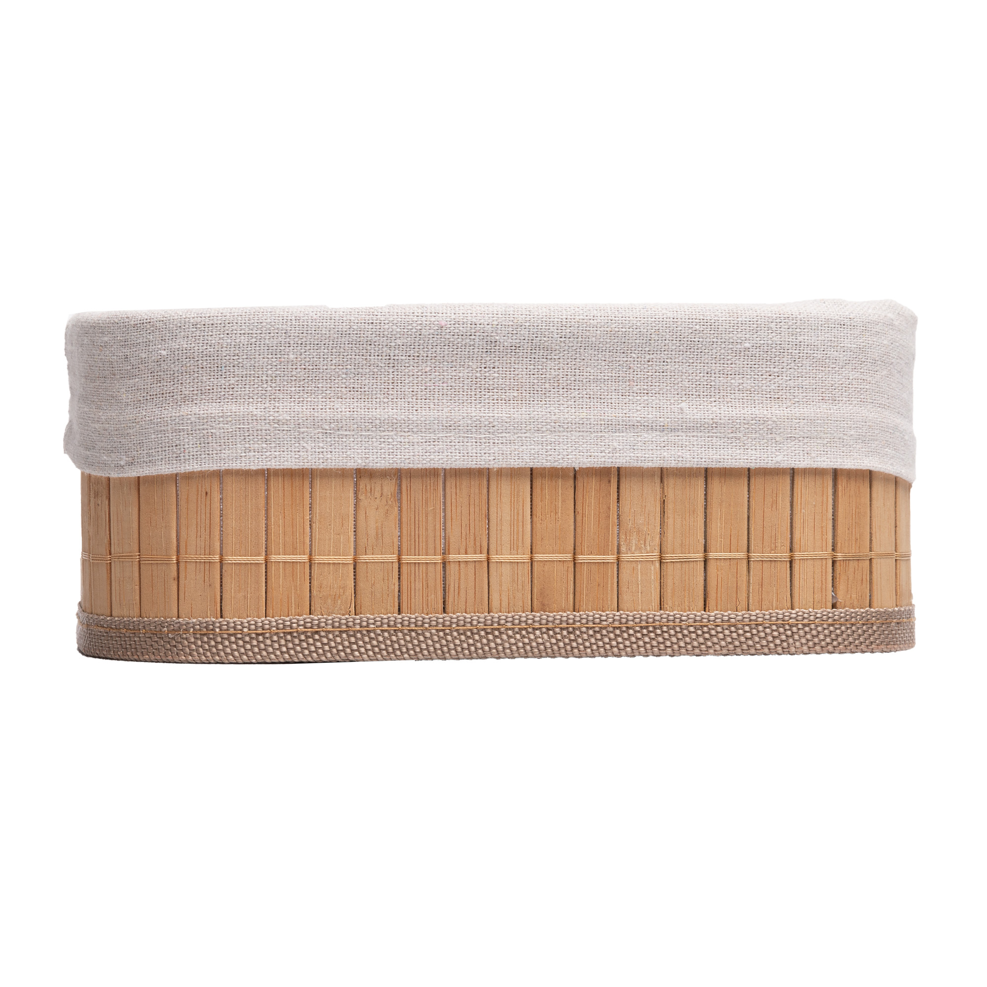 CONJUNTO 3 CESTOS RETANGULARES DE BAMBU COM FORRO - LYOR