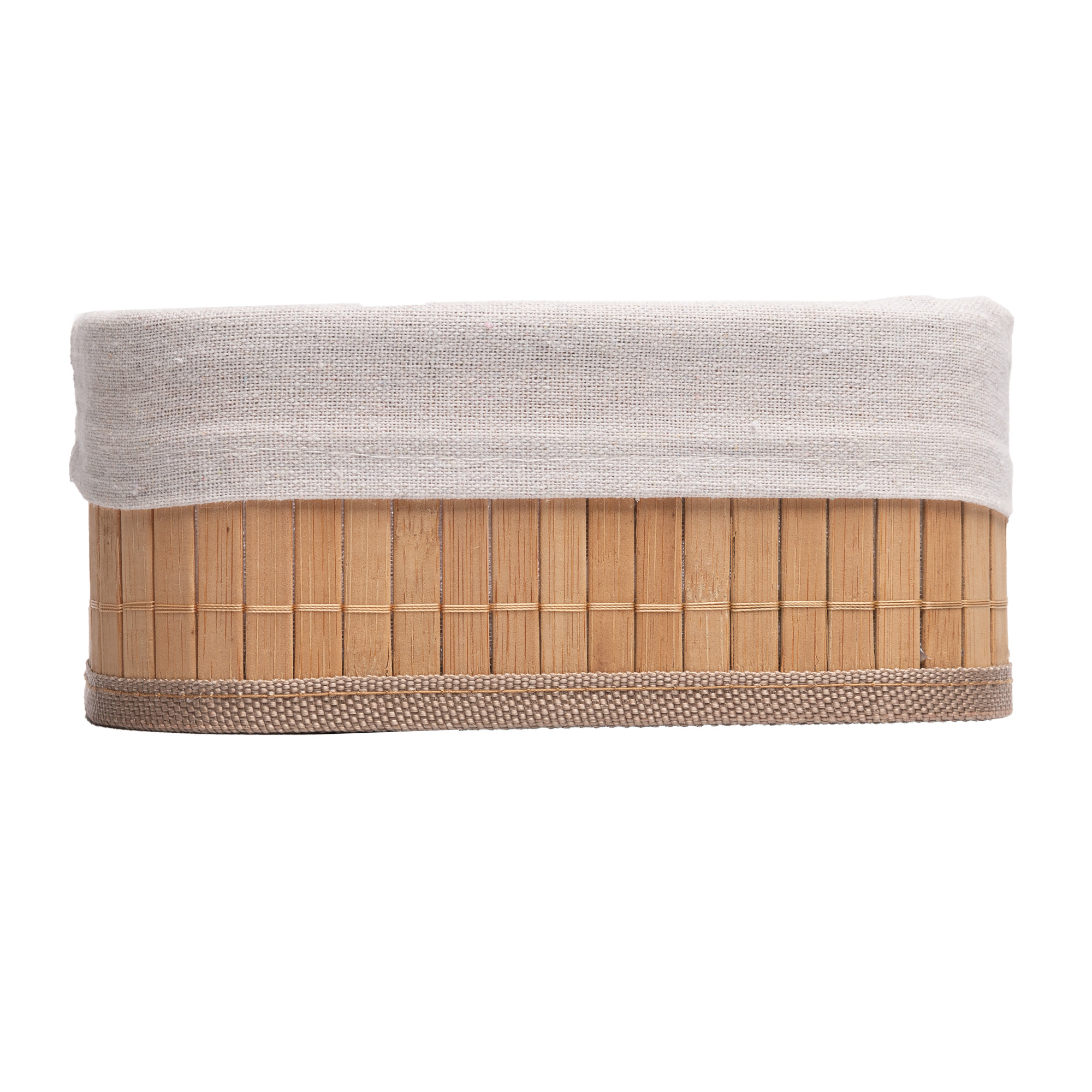 CONJUNTO 3 CESTOS RETANGULARES DE BAMBU COM FORRO - LYOR