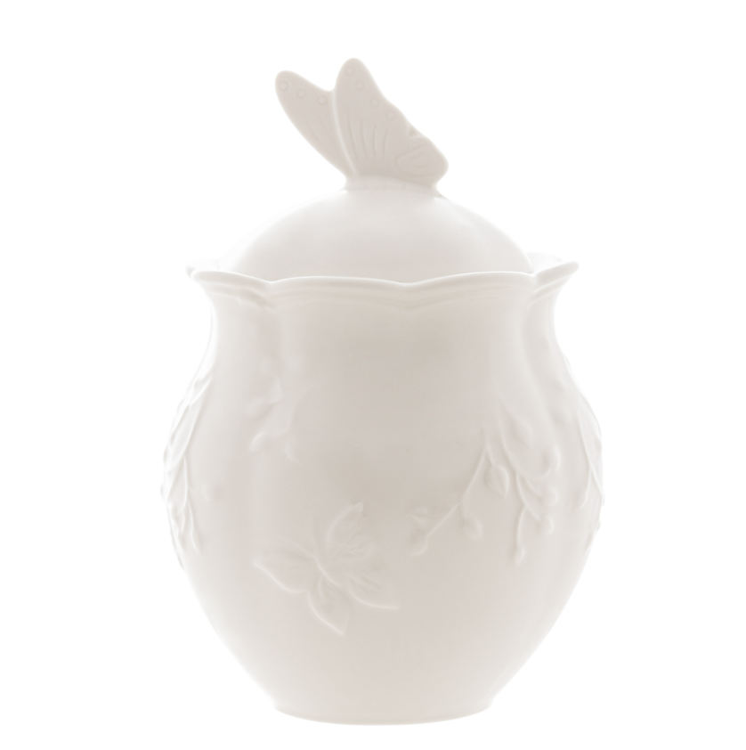 AÇUCAREIRO DE PORCELANA NEW BONE BUTTERFLY FLOWER 13X9CM - LYOR