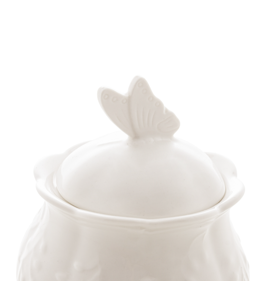 AÇUCAREIRO DE PORCELANA NEW BONE BUTTERFLY FLOWER 13X9CM - LYOR