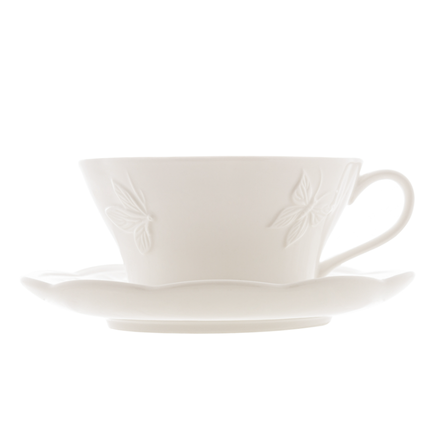CONJUNTO 3 PEÇAS PARA CHÁ DE PORCELANA NEW BONE BUTTERFLY FLOWER - LYOR