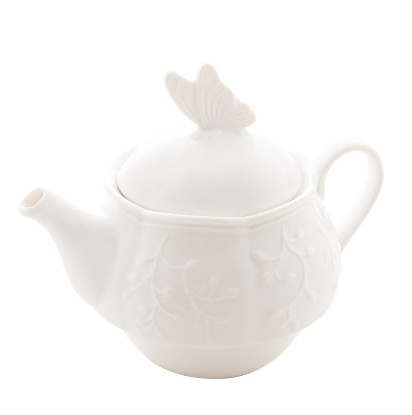 CONJUNTO 3 PEÇAS PARA CHÁ DE PORCELANA NEW BONE BUTTERFLY FLOWER - LYOR