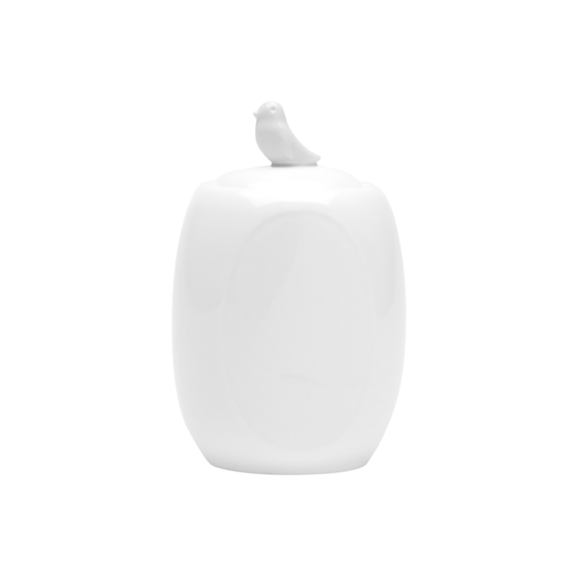 POTE DE PORCELANA COM TAMPA BIRDS BRANCO 8x6x11cm - WOLFF