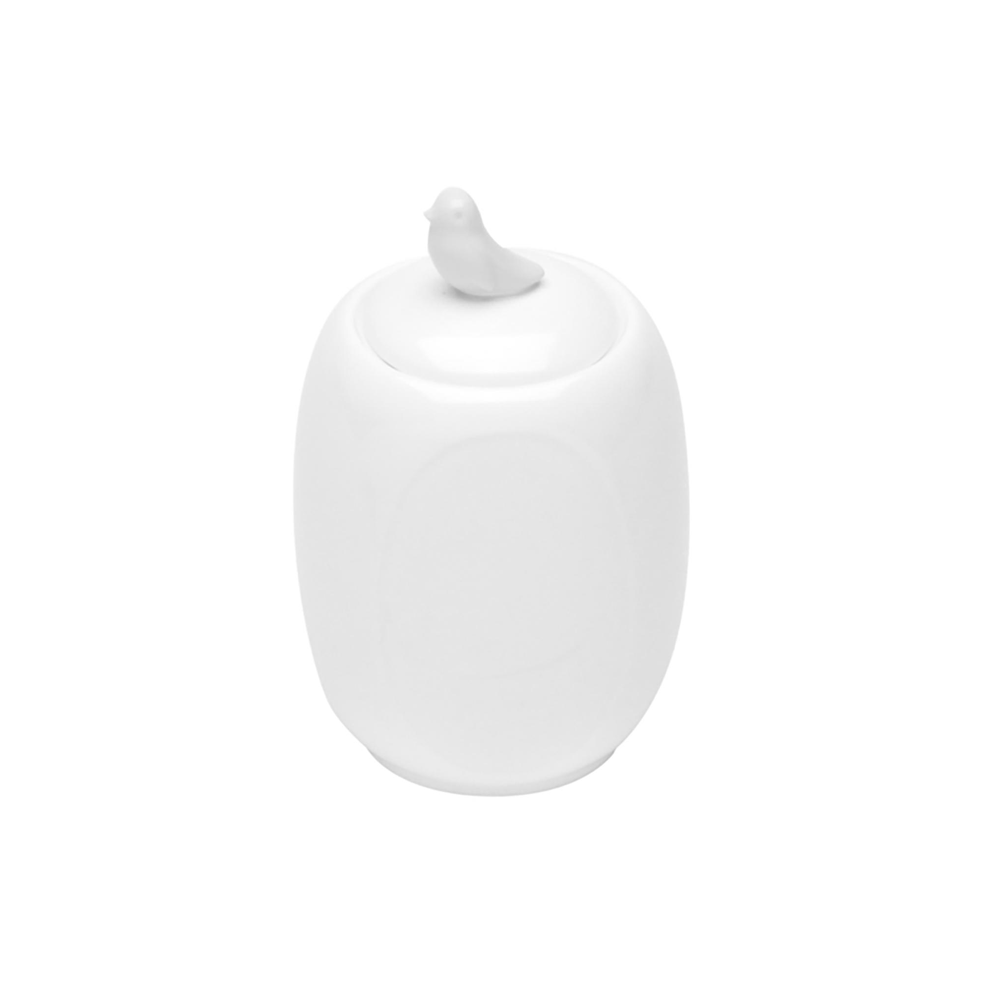 POTE DE PORCELANA COM TAMPA BIRDS BRANCO 8x6x11cm - WOLFF