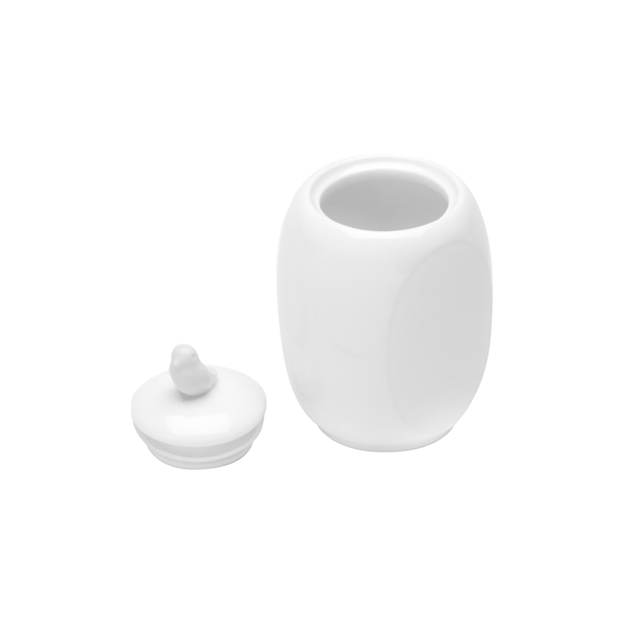 POTE DE PORCELANA COM TAMPA BIRDS BRANCO 8x6x11cm - WOLFF