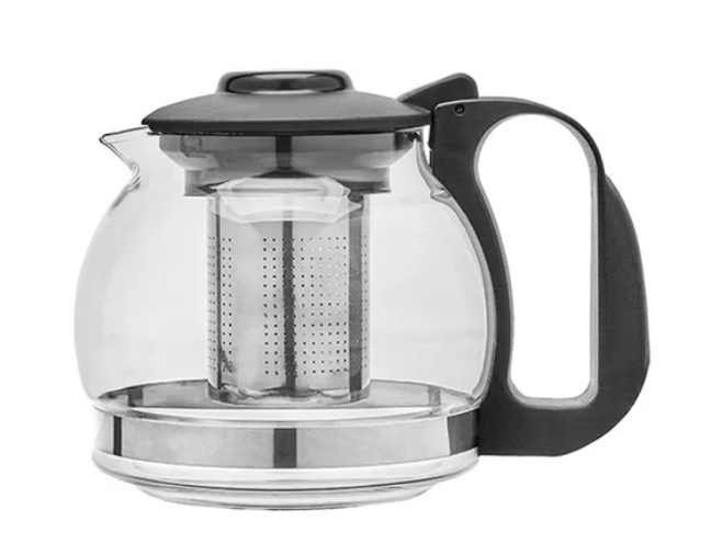 CHALEIRA DE VIDRO RESISTENTE AO CALOR COM INFUSOR DE AÇO INOX 1,2L - FLASHGOODS