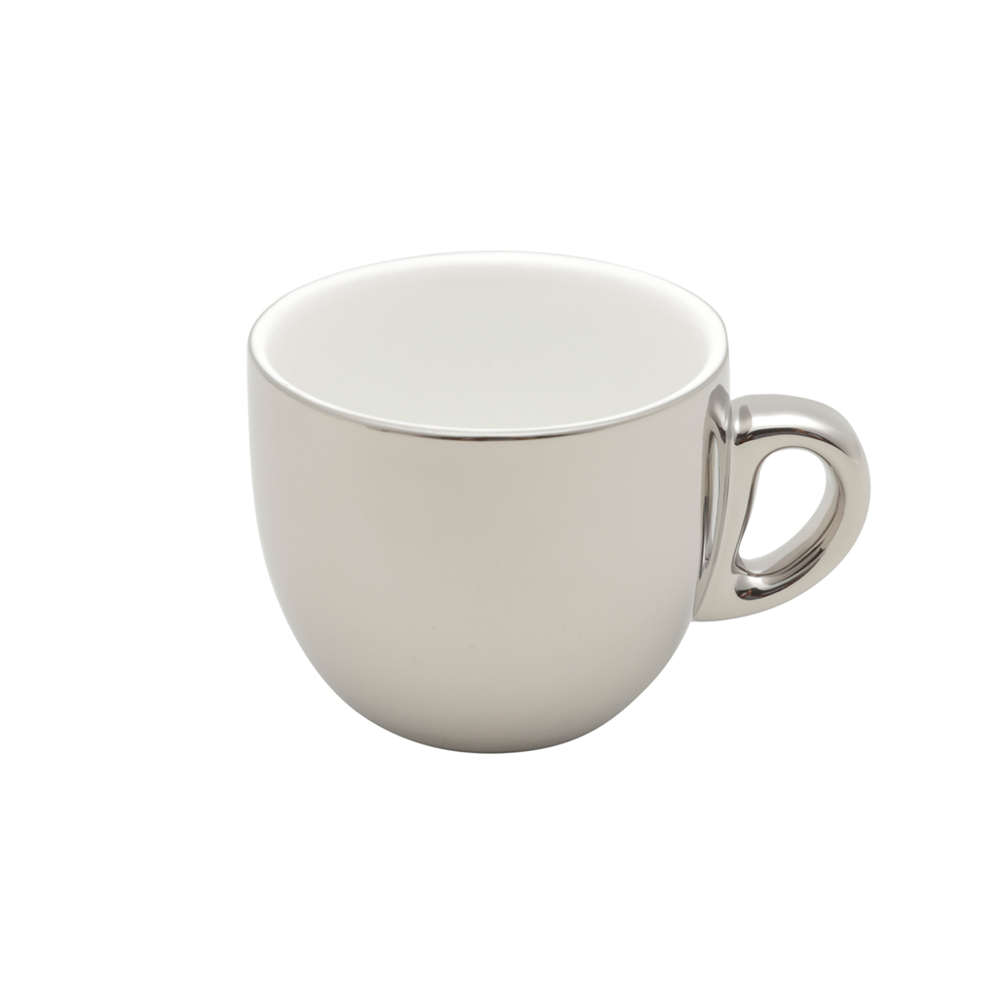 CONJUNTO 6 XICARAS CAFE PORCELANA COM PIRES E SUPORTE VERSA PRATA/BRANCO 90ML- WOLFF