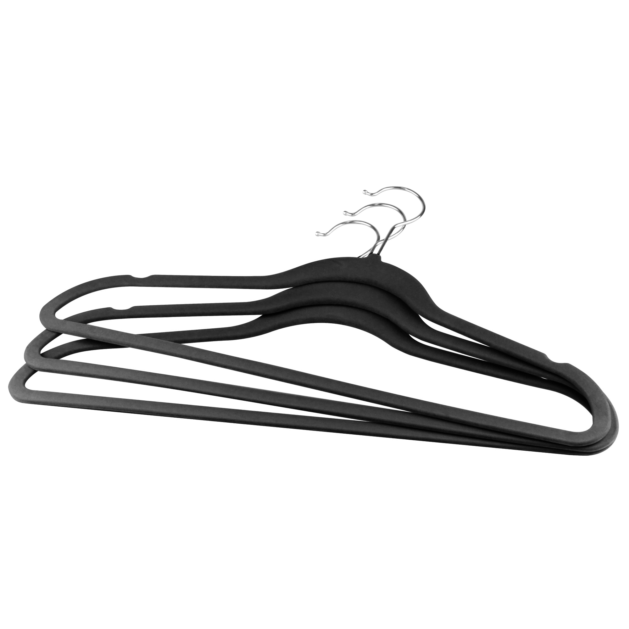 CONJUNTO 5 CABIDES DE PLASTICO AVELUDADO PRETO - LYOR