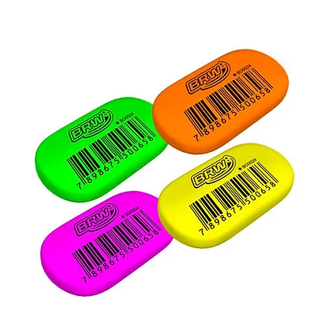 BORRACHA ESCOLAR OVAL NEON UNITÁRIA - BRW