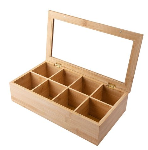 CAIXA MULTIUSO ORGANIZADORA DE BAMBU COM 8 DIVISÓRIAS 37X20X9CM - CLINK