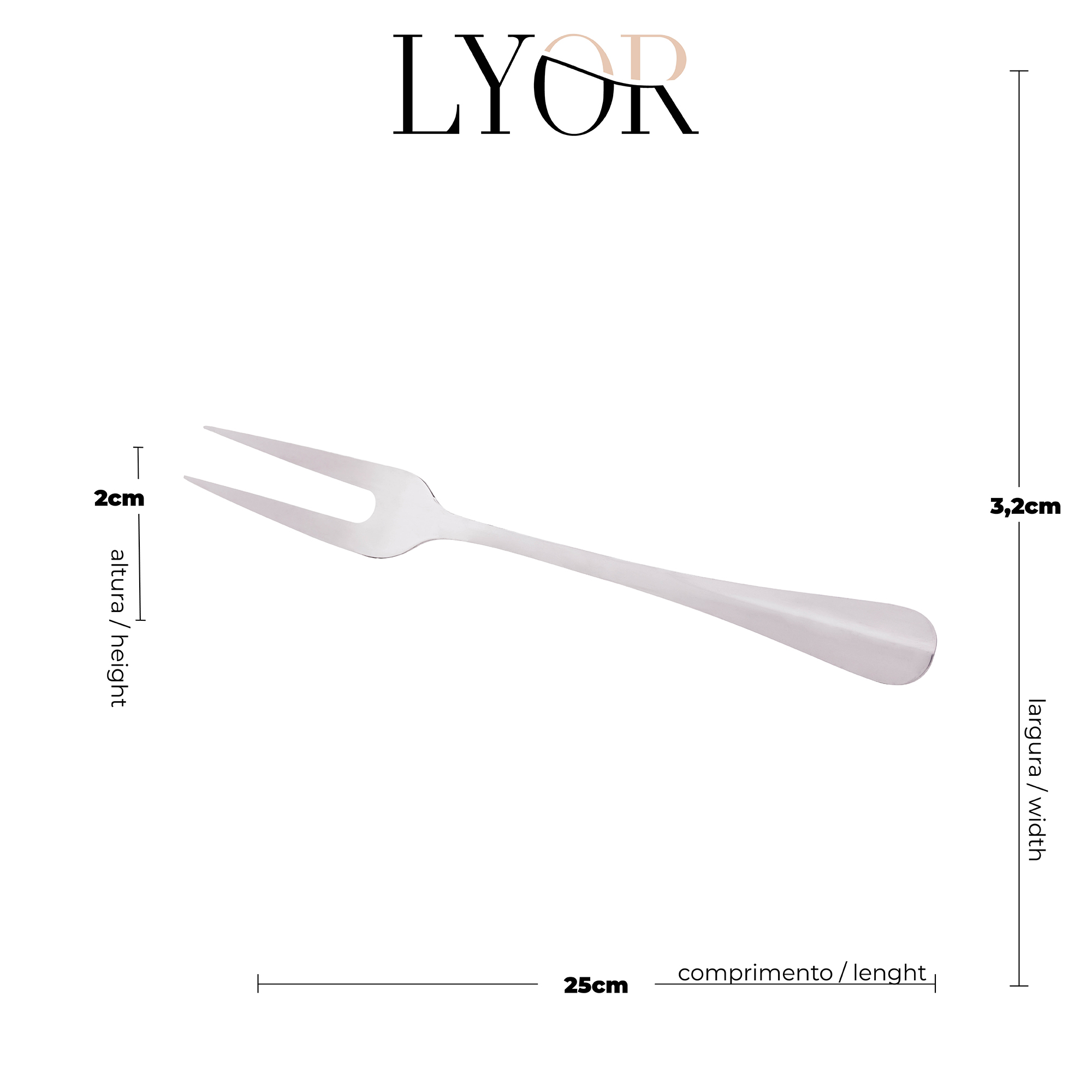 GARFO AÇO INOX PARA ASSADOS POSITANO 27,5cm - LYOR