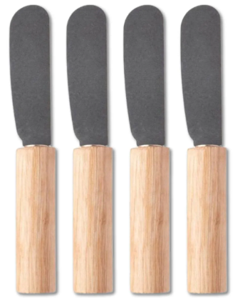 KIT 4 ESPÁTULAS DE AÇO INOX COM CABO DE MADEIRA - CLINK