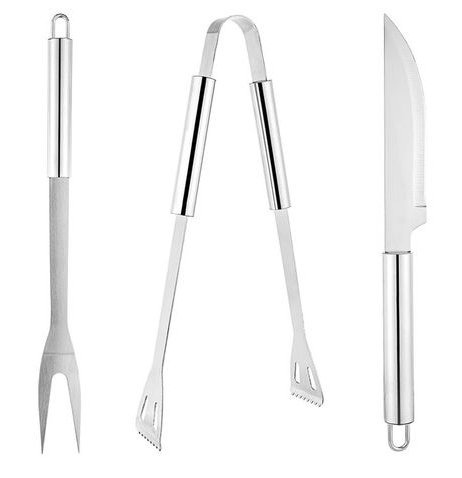 CONJUNTO CHURRASCO GOURMET 3 PEÇAS DE AÇO INOX - CLINK