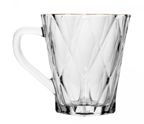CANECA DE CRISTAL ECOLÓGICO DIAMOND COM FIO DE OURO 180ML - LYOR