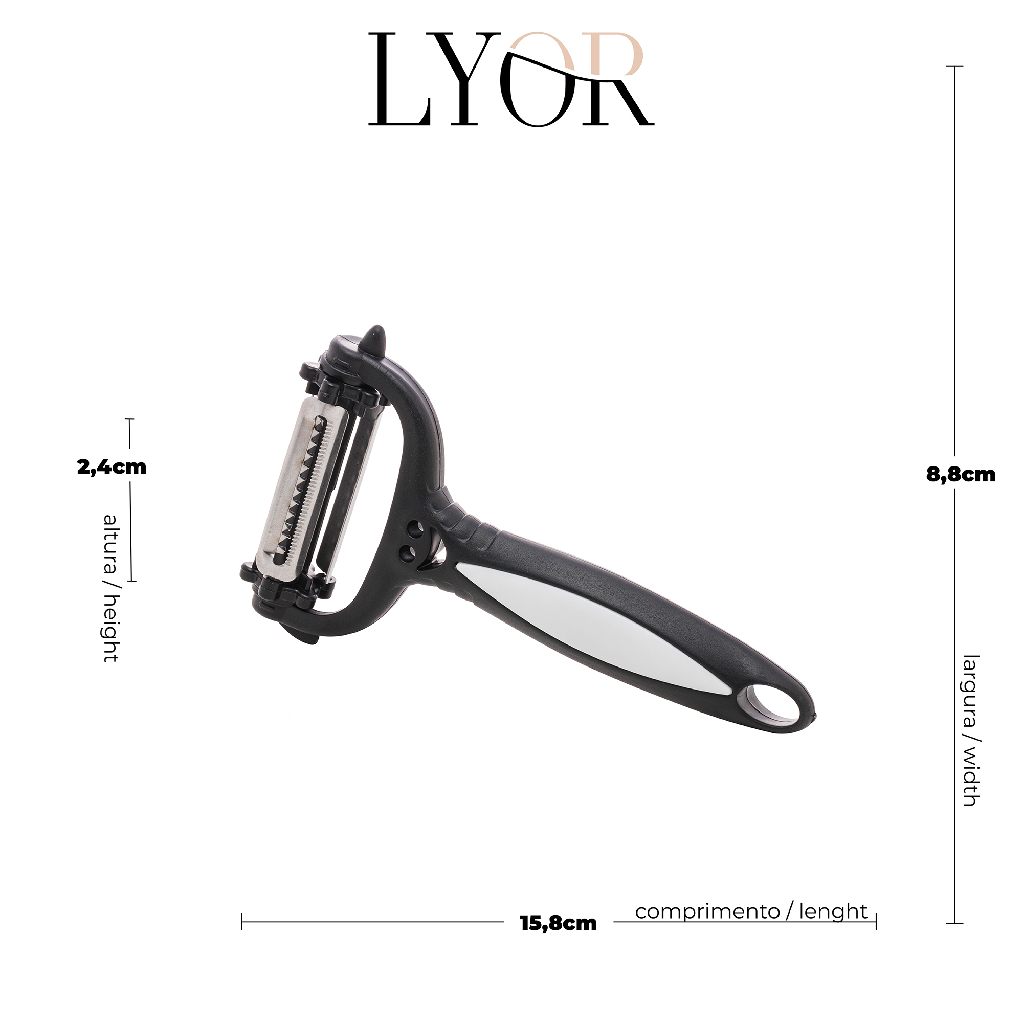 DESCASCADOR DE LEGUMES ACO INOX E PLASTICO 3 EM 1 - LYOR