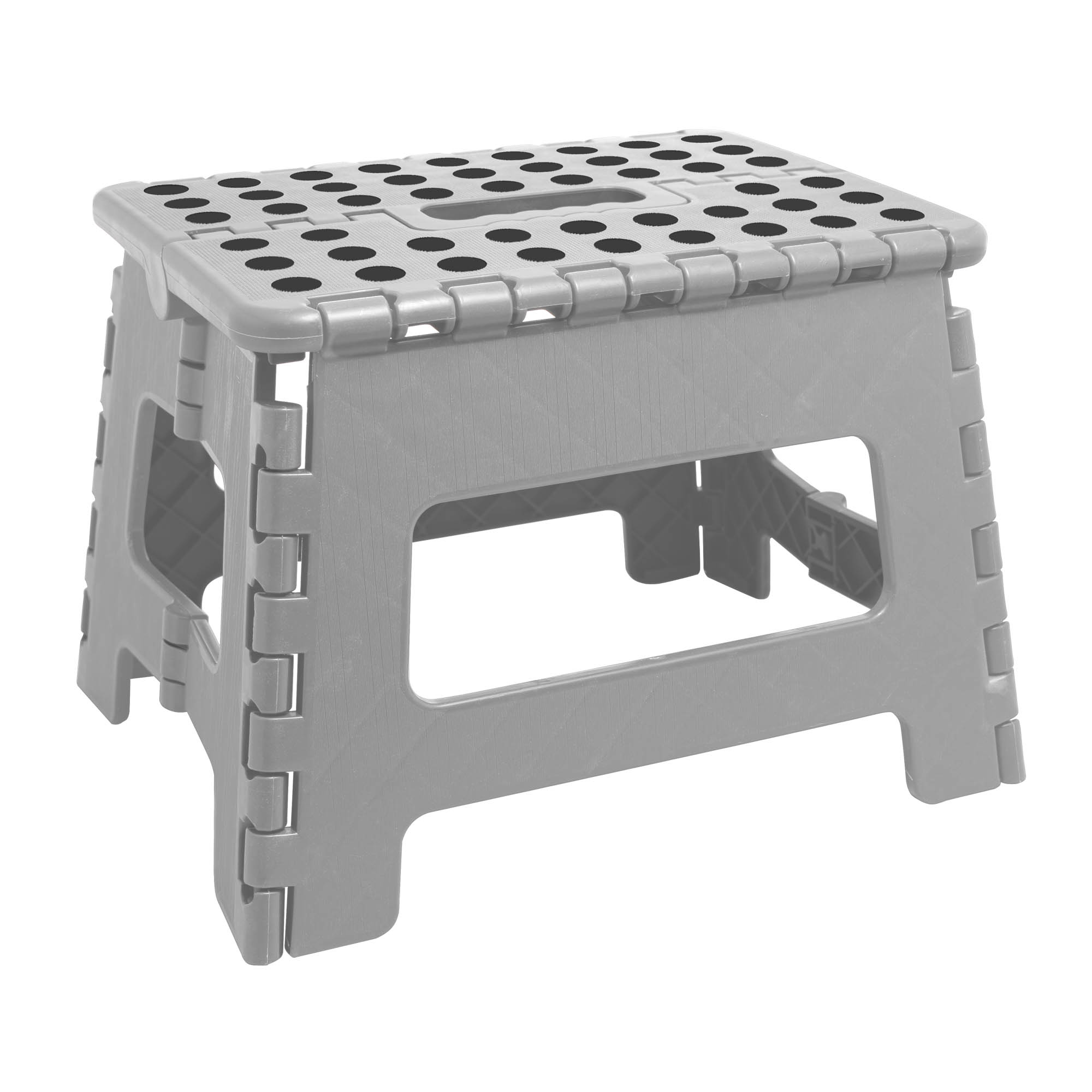 BANCO MULTIUSO PORTÁTIL DOBRÁVEL DE PLÁSTICO REFORÇADO CINZA 22CM - LYOR