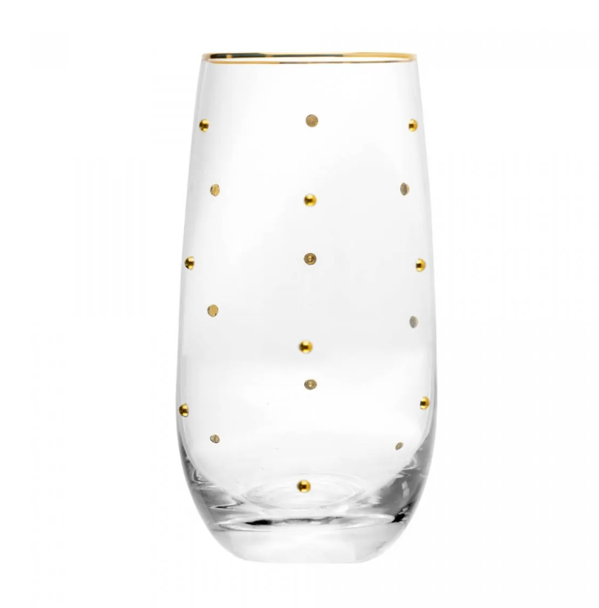 CONJUNTO 2 COPOS DE VIDRO BALLS FIO DE OURO 300ML - WOLFF