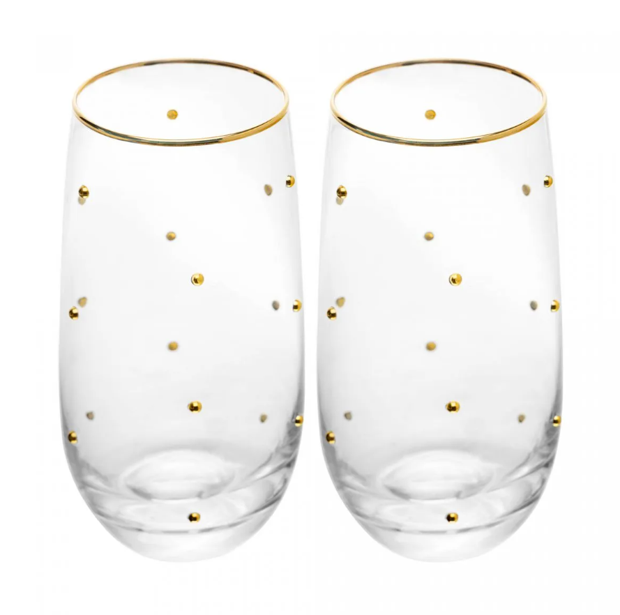 CONJUNTO 2 COPOS DE VIDRO BALLS FIO DE OURO 300ML - WOLFF