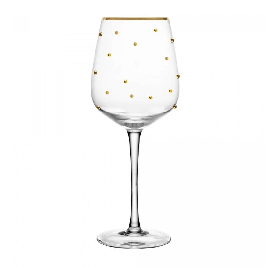 CONJUNTO 2 TAÇAS DE VIDRO PARA VINHO BALSS FIO DE OURO 350ML - WOLFF