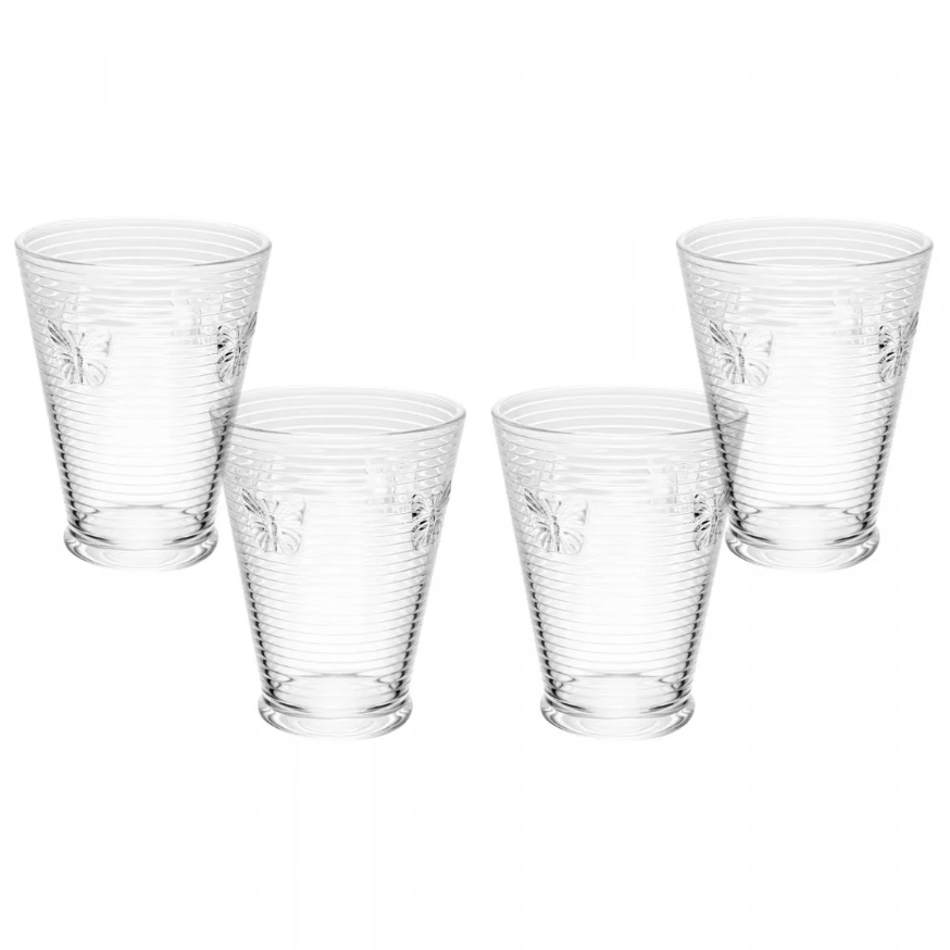 CONJUNTO 4 COPOS DE VIDRO LINES BUTTERFLY 350ML - WOLFF
