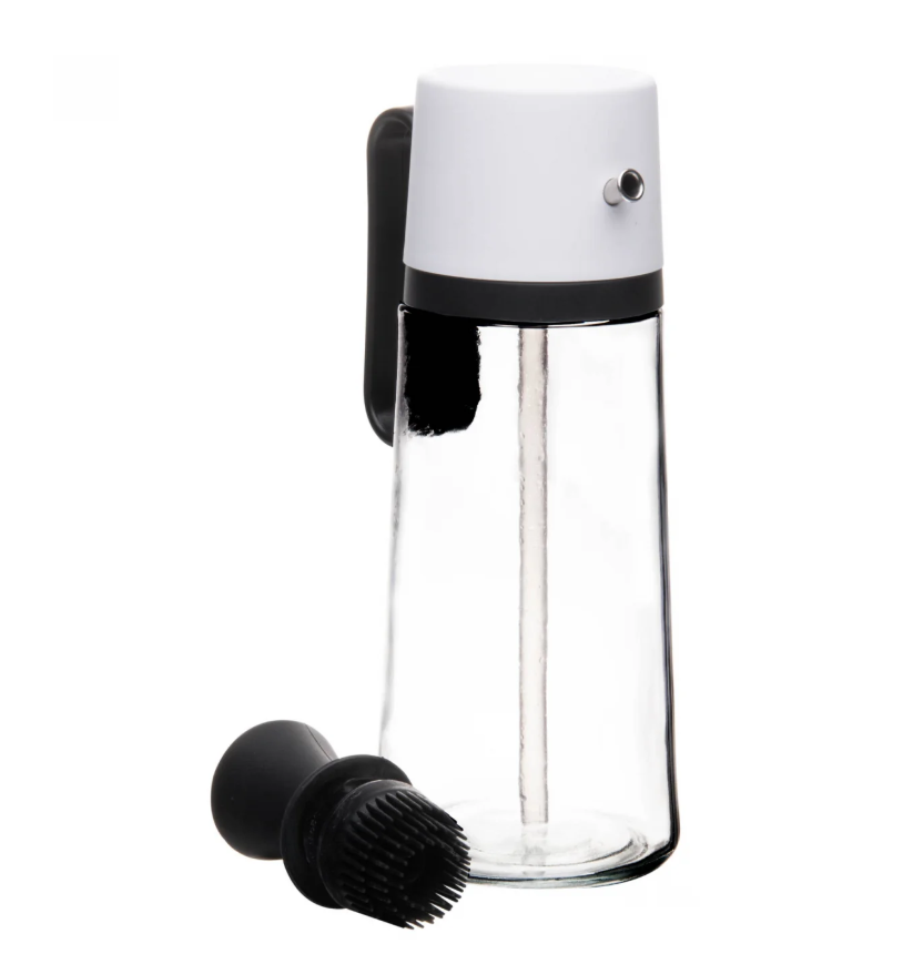 GALHETEIRO 2 EM 1 DE VIDRO COM PINCEL MEDIDOR EM SILICONE 550ML - WOLFF