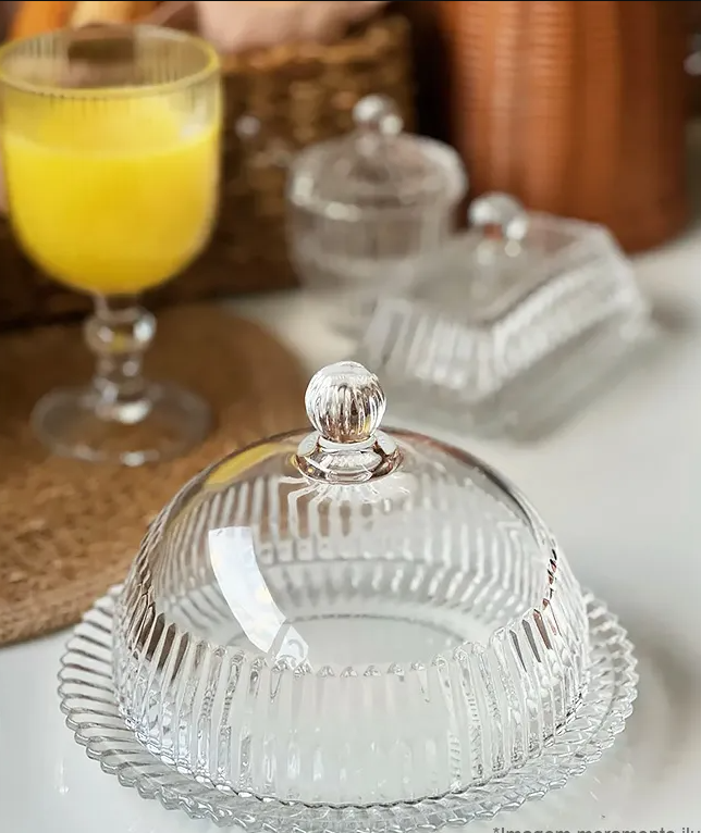QUEIJEIRA DE CRISTAL DE CHUMBO COM TAMPA IMPERATRIZ 20X13CM - WOLFF