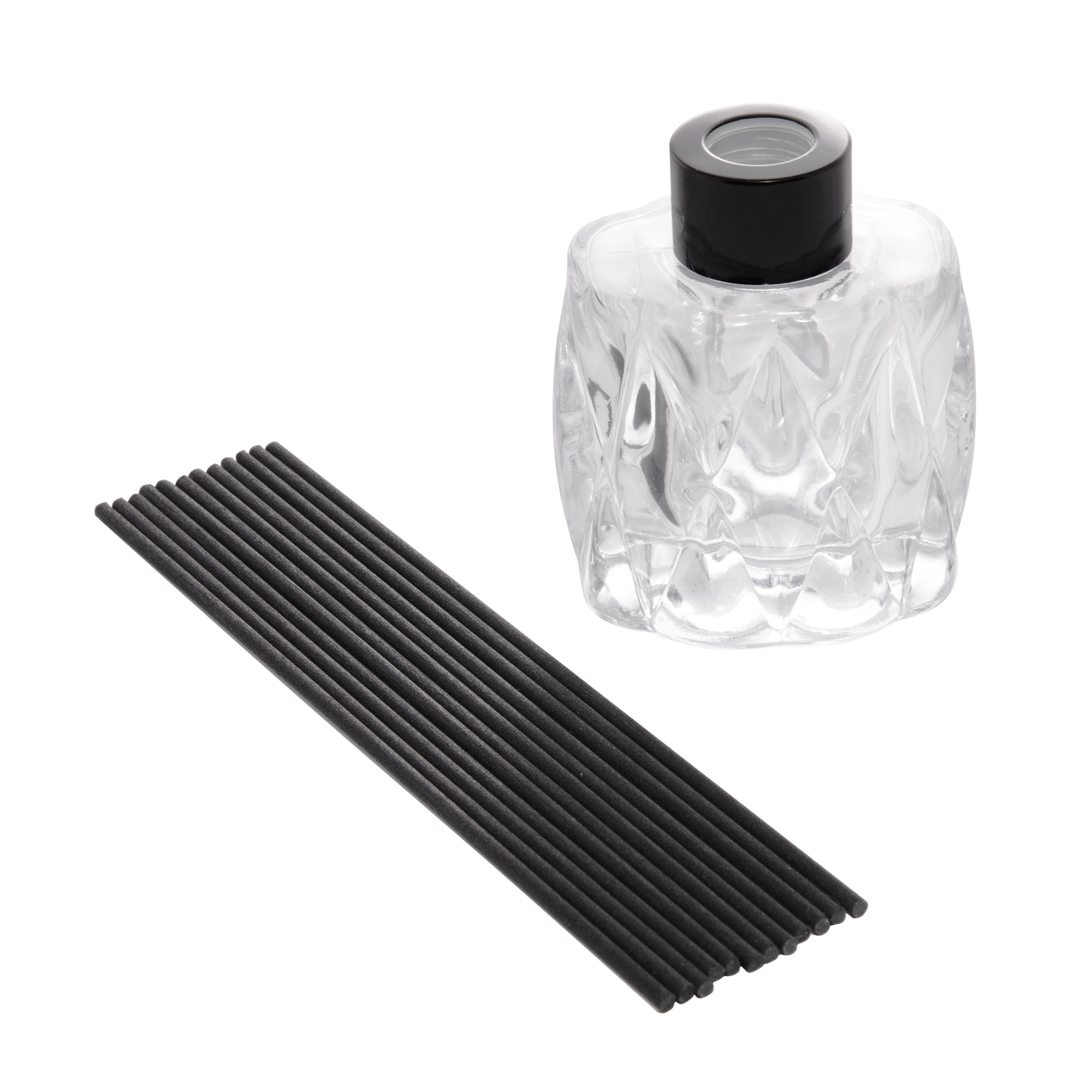 DIFUSOR DE VIDRO COM 8 PALITOS PRETOS DIAMOND 100ML - LYOR