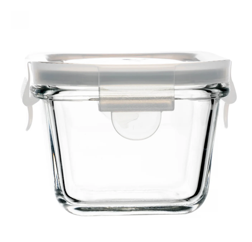POTE HERMÉTICO DE VIDRO COM TAMPA QUADRADO 150ML - LYOR